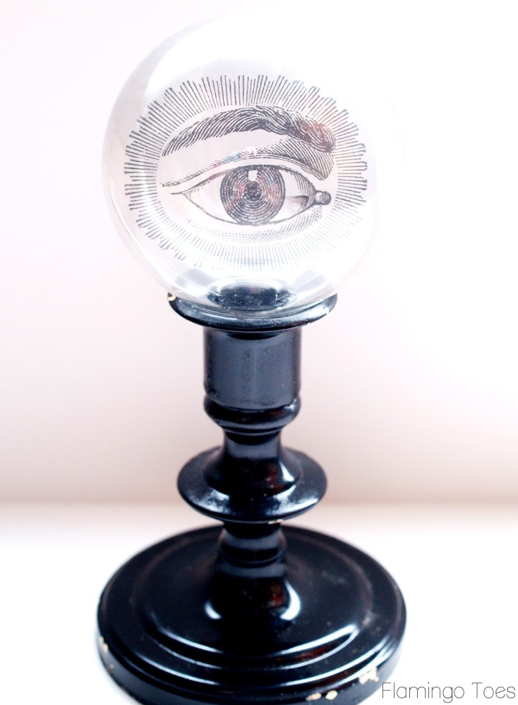 DIY Spooky Crystal Ball Halloween Candlesticks