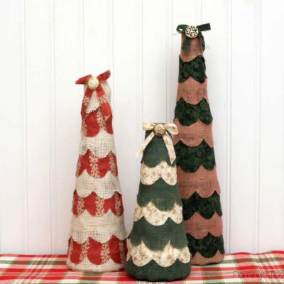 DIY Burlap and Fabric Christmas Trees