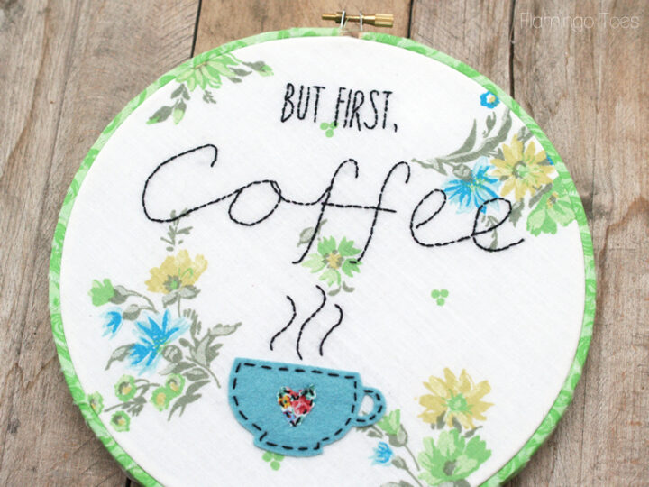Image for Simple Embroidery Stitched Coffee Hoop Art