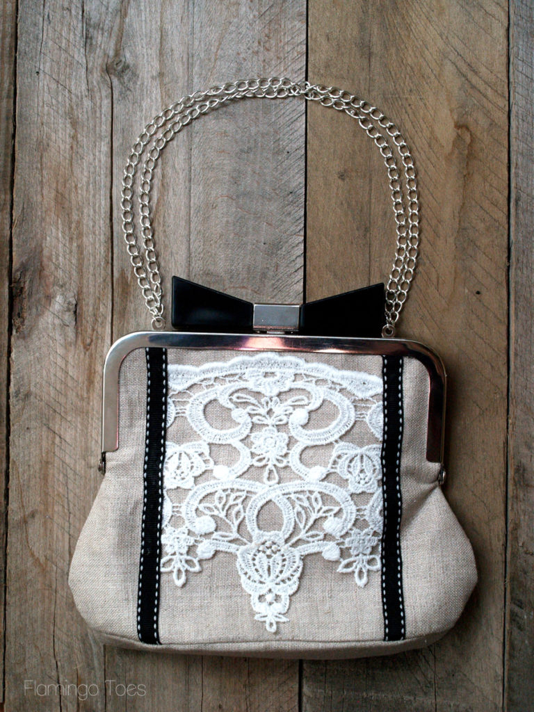 Linen and Lace Bow Clutch