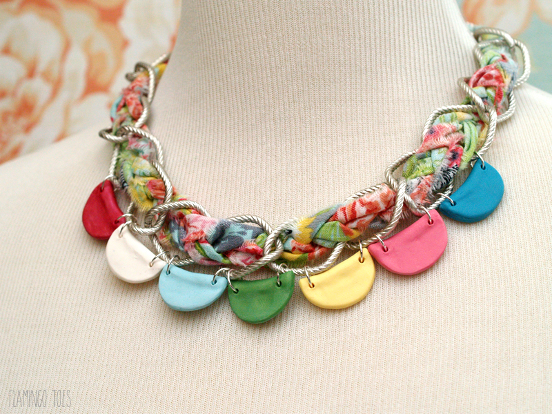 Pretty Clay Bunting and Braided Chain Necklace -