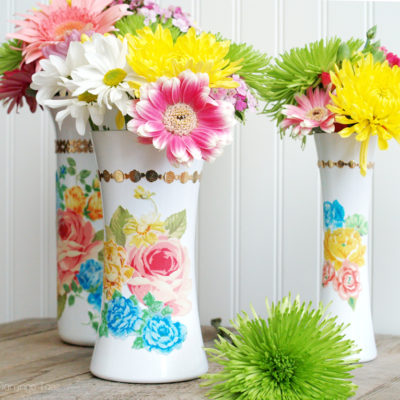 diy Vintage-Style Floral Milk Vases