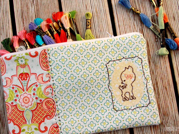 Image for Sweet Deer Embroidered Zipper Pouch