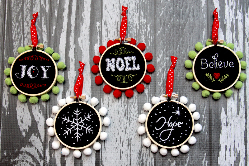 Holiday Mini Hoop Ornaments - FREE Hand Embroidery Patterns and PDF - Sulky