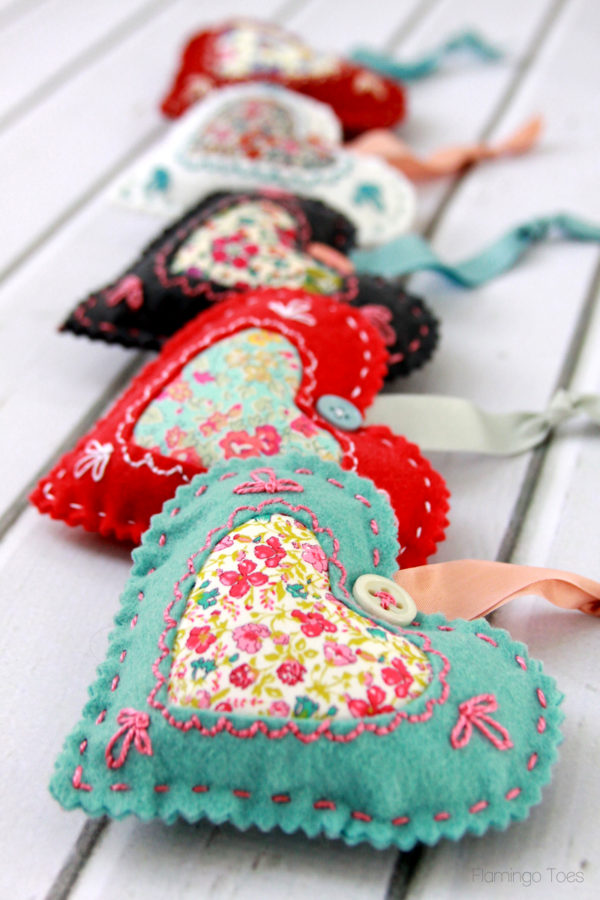 DIY Fabric Hearts for Valentines Day featured by top US craft blog, Flamingo Toes.