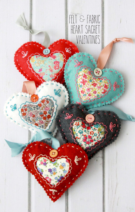 Valentine's Day Red Felt Hearts- SET of 5 or 10- DIY Craft Decor