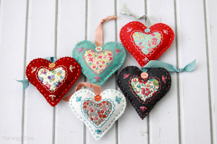 DIY Fabric Hearts for Valentines Day featured by top US craft blog, Flamingo Toes.