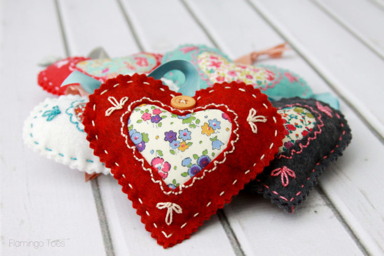 DIY Fabric Hearts for Valentines Day featured by top US craft blog, Flamingo Toes.