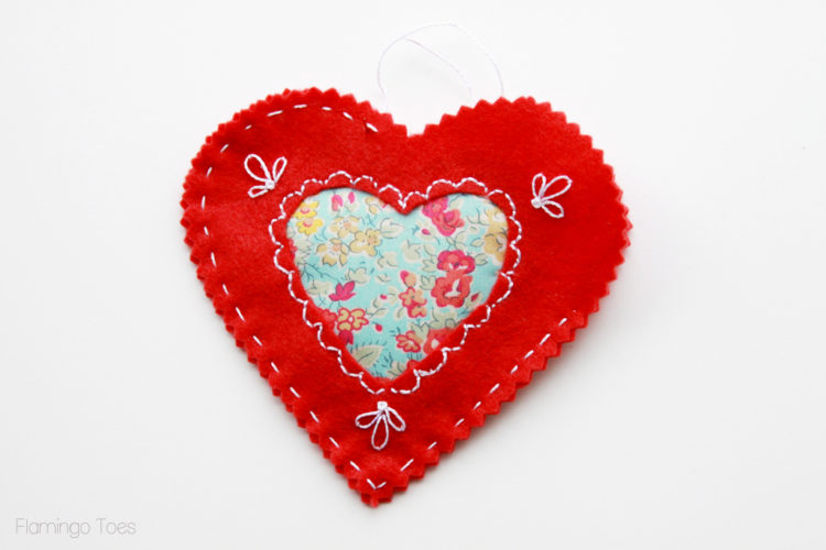 DIY Fabric Hearts for Valentines Day featured by top US craft blog, Flamingo Toes.