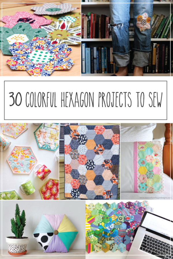 30 Colorful Hexagon Projects to Sew featured by top US sewing blog, Flamingo Toes.