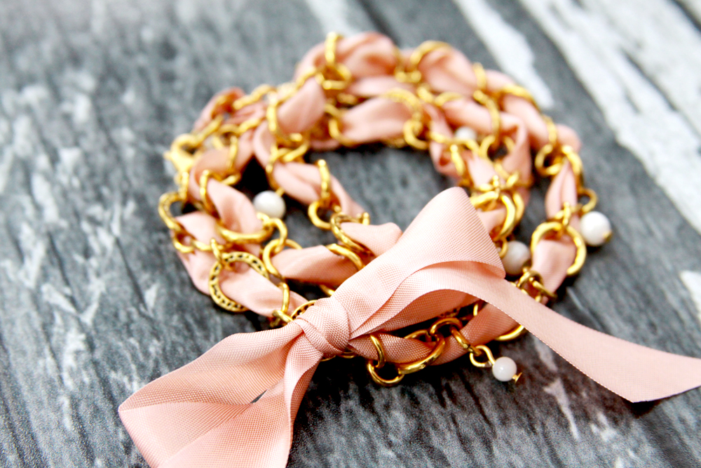 Ribbon and Chain Wrap Bracelet