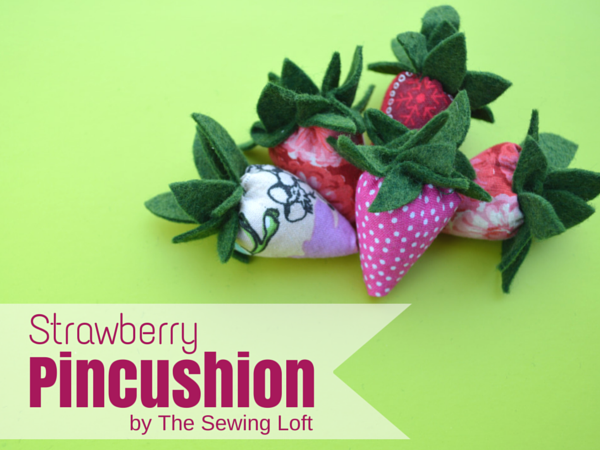 Scrappy Strawberry Pincushions - so perfect for using up fabric scraps!