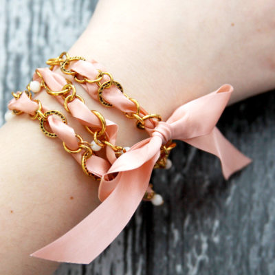 Ribbon and Chain Wrap Bracelet