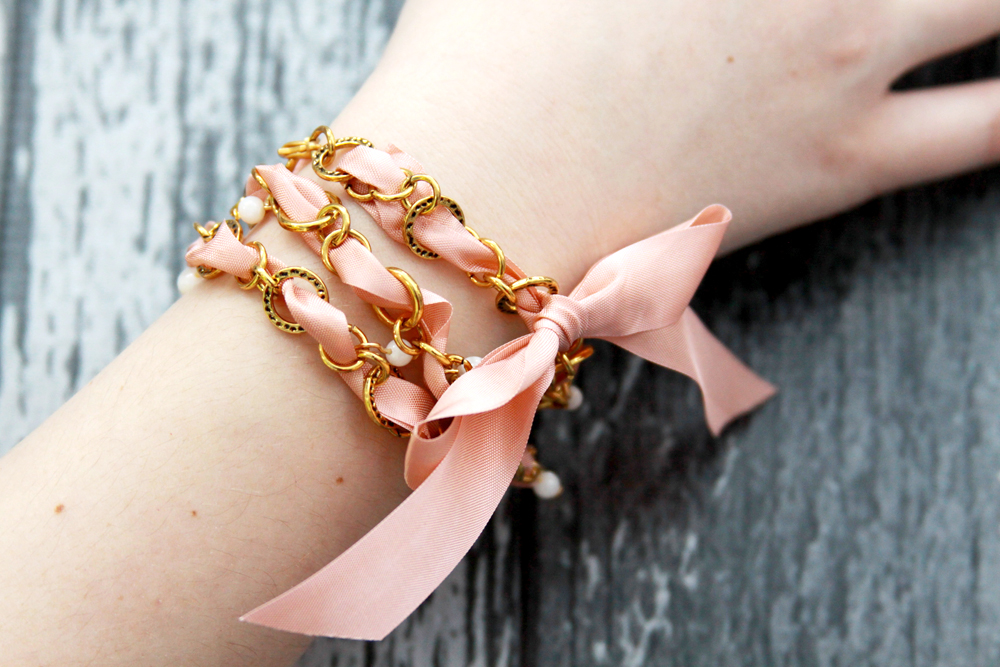 Jewelry DIY Ribbon Wrap Bracelet Tutorial