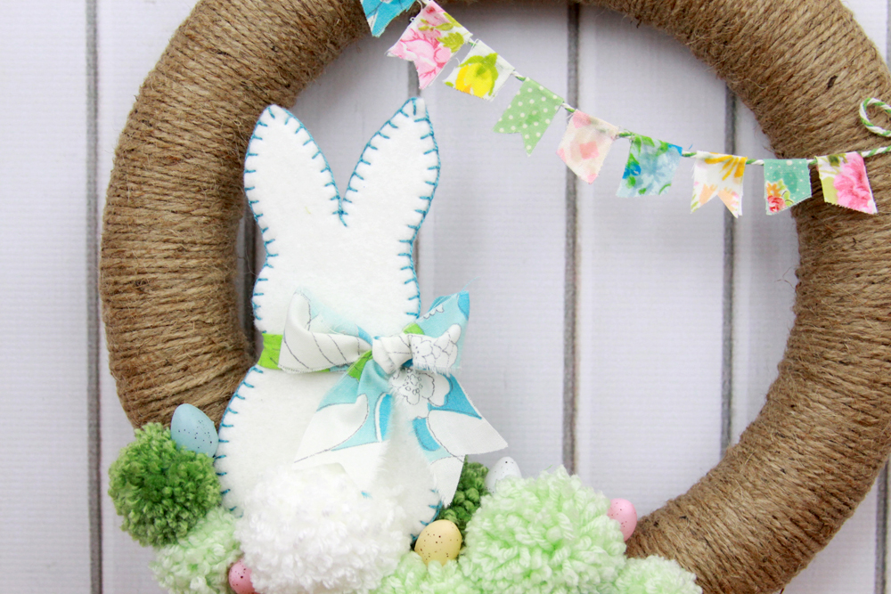 Spring Bunny Pom Pom Wreath