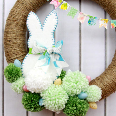 Spring Bunny Pom Pom Wreath