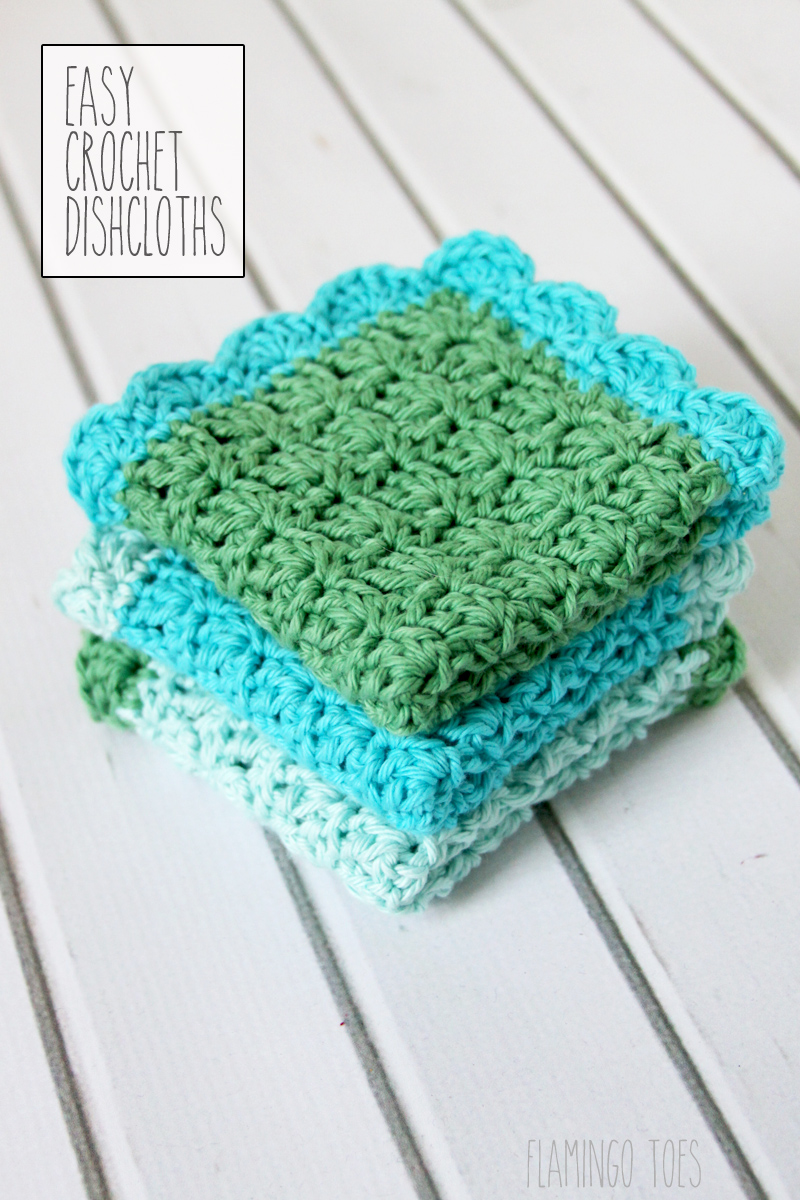 Crochet Cotton Dish Cloth Dish Rag Wash Cloth Green Red 