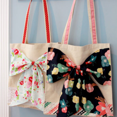 Fabric and Lace Bow Tote