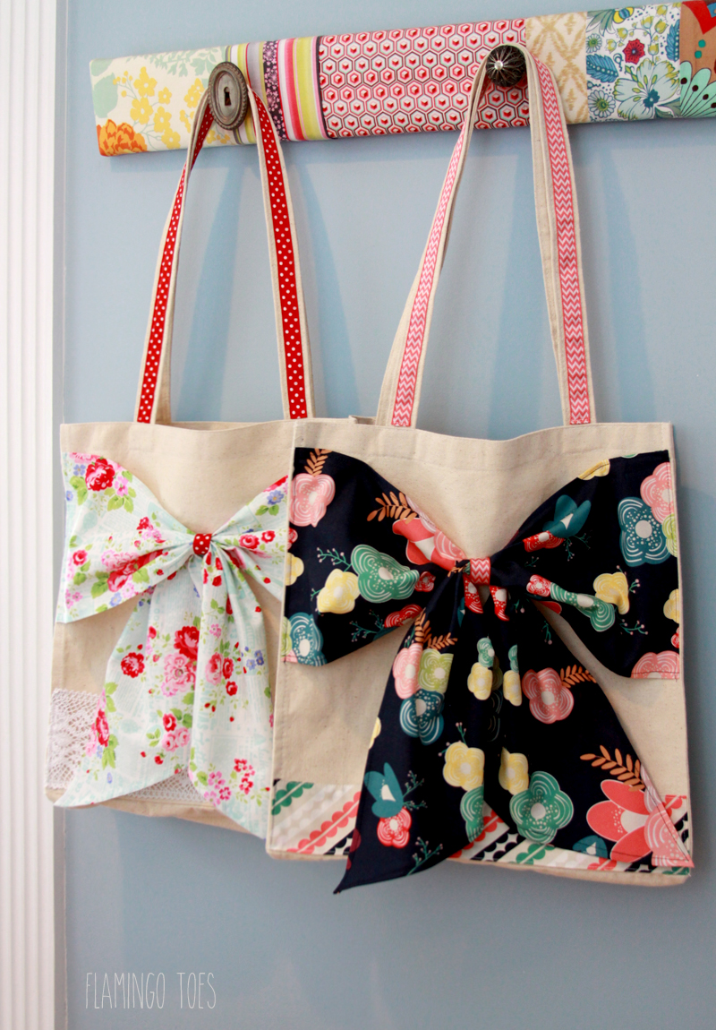 Fabric and Lace Bow Tote -