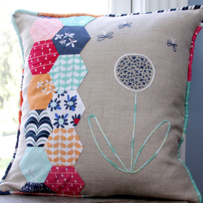 Fabric Hexagon and Embroidery Pillow