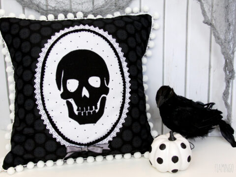 Image for Spooky Skeleton Cameo Halloween Pillow