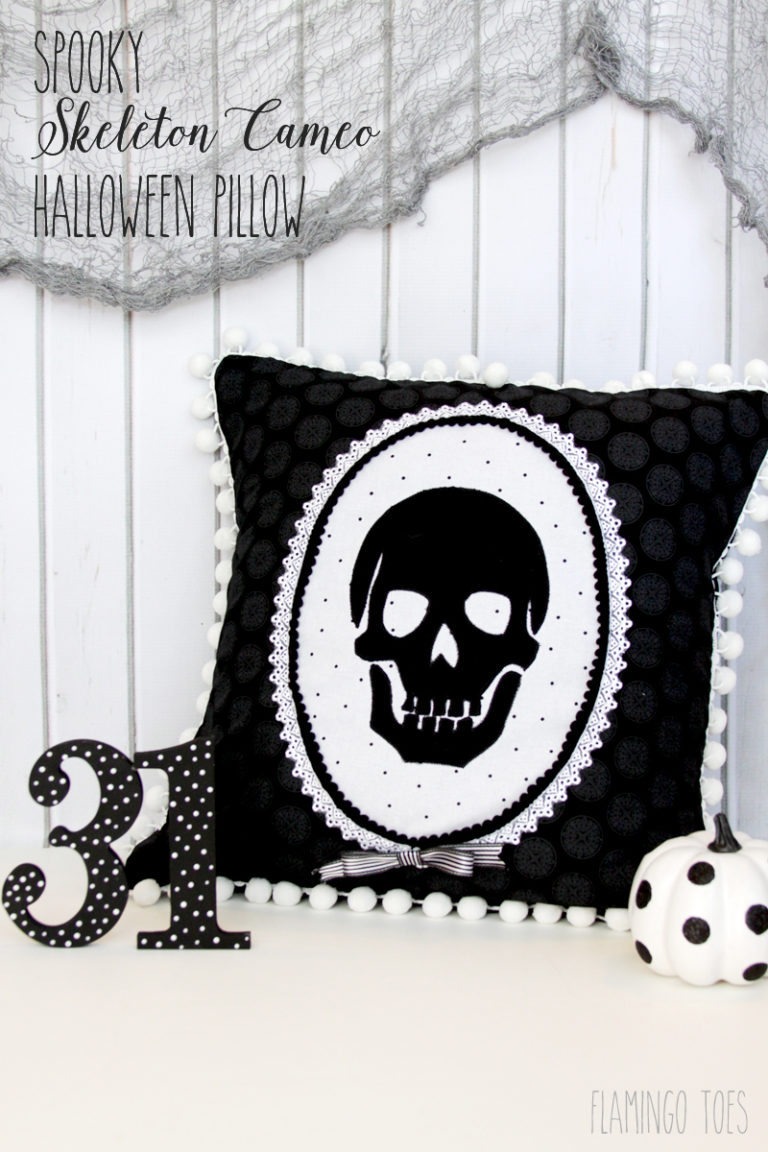 Spooky Skeleton Cameo Halloween Pillow