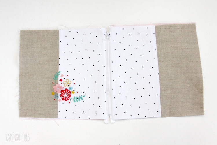 Floral Embroidered Zipper Pouch