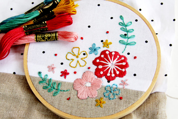 Floral Embroidered Zipper Pouch