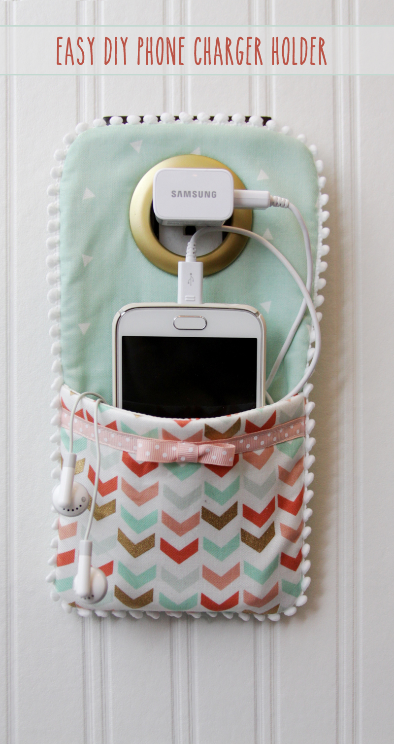 Easy DIY Phone Charger Holder featured by top US sewing blog, Flamingo Toes