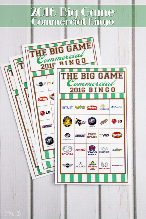 2016 Big Game Commercial Bingo