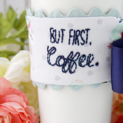 Ribbon and Fabric Coffee Cozy