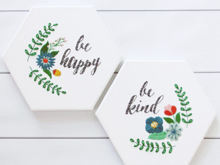 Image for Be Happy and Be Kind - Hexagon Canvas Embroideries