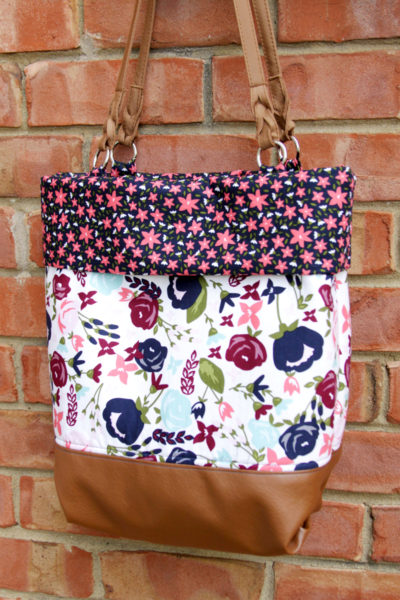 DIY Posy Garden Leather and Fabric Tote