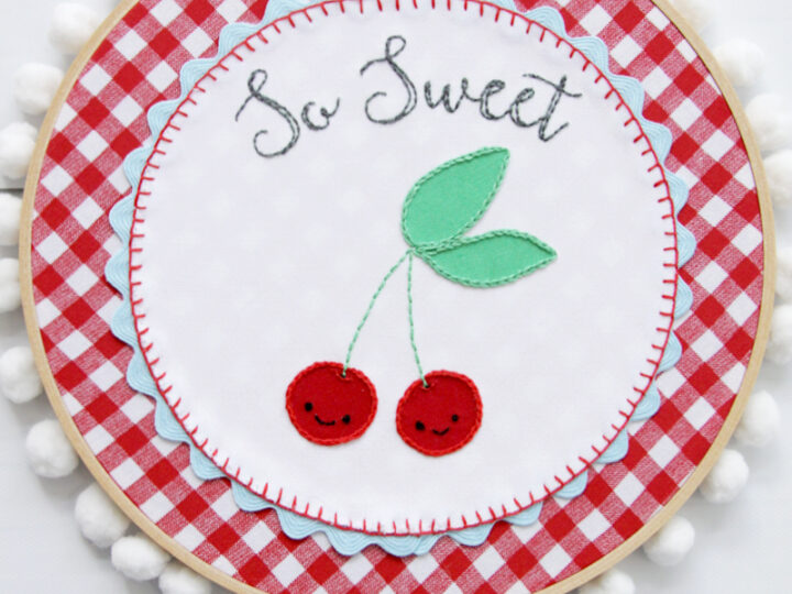 Image for So Sweet Retro Cherry Embroidery Hoop Art