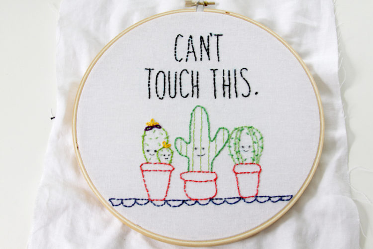 Cant touch this  cactus embroidery Cant touch this  cactus embroidery