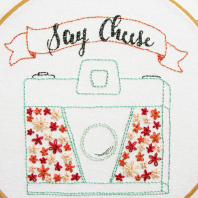 Say Cheese – Retro Floral Camera Embroidery Pattern