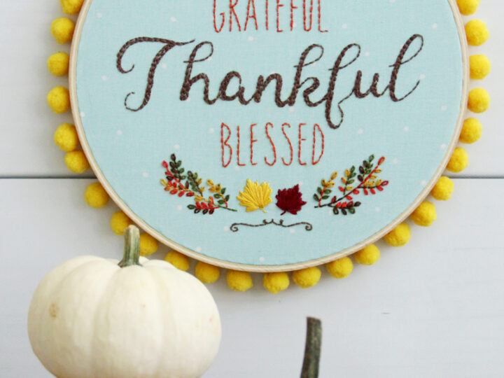 Image for Grateful Thankful Blessed Embroidery Hoop Art