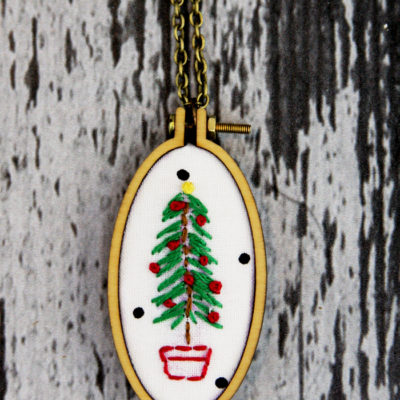 Stitched Christmas Tree Necklace