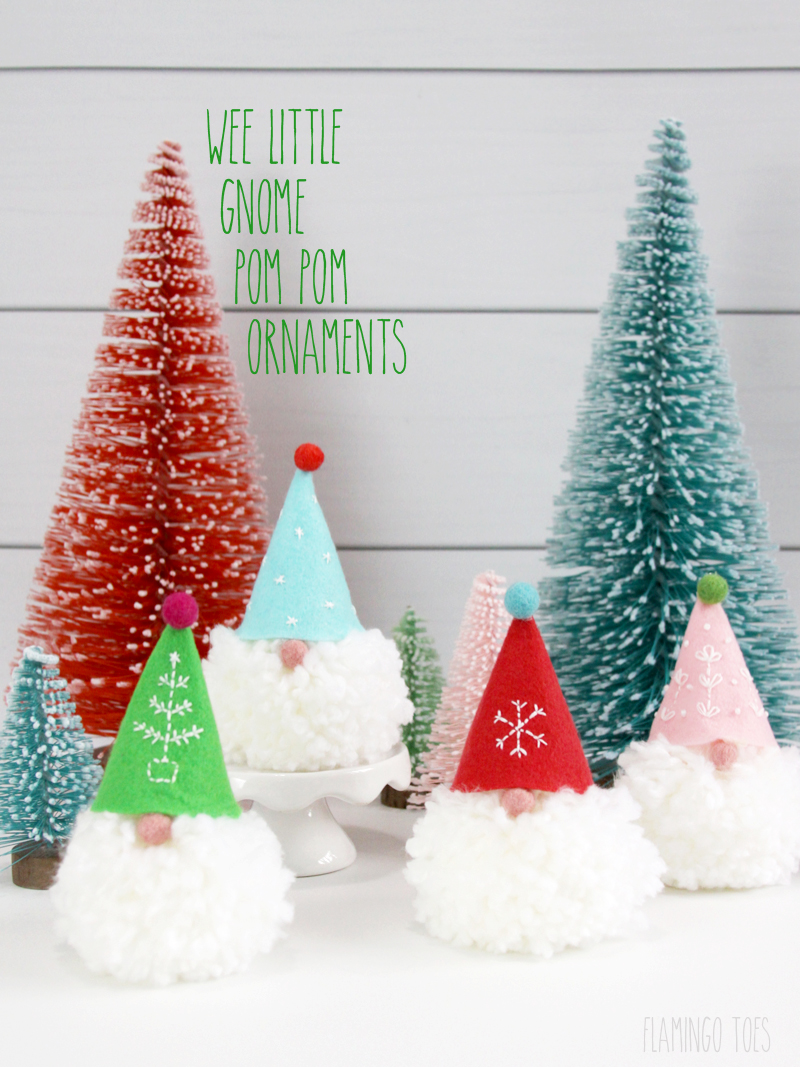 Wee Little Gnome Pom Pom Ornaments