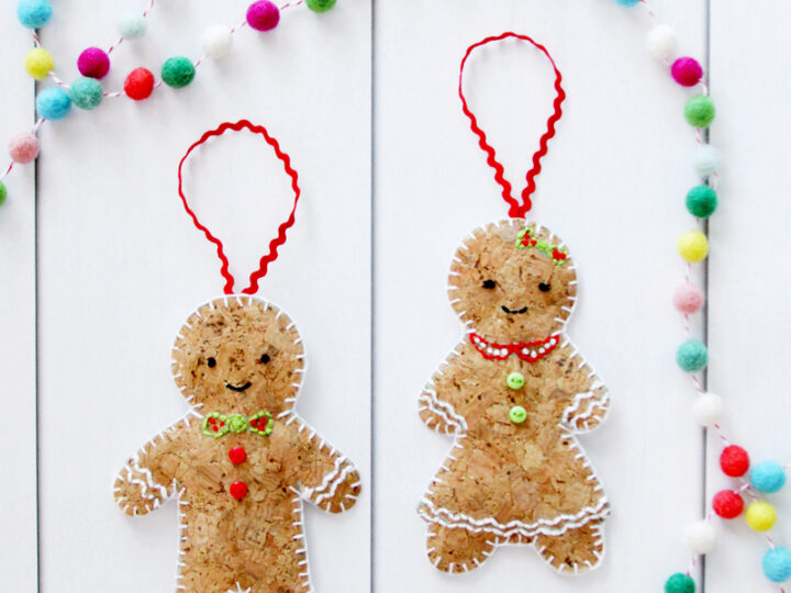 Image for Embroidered Cork Gingerbread Ornaments