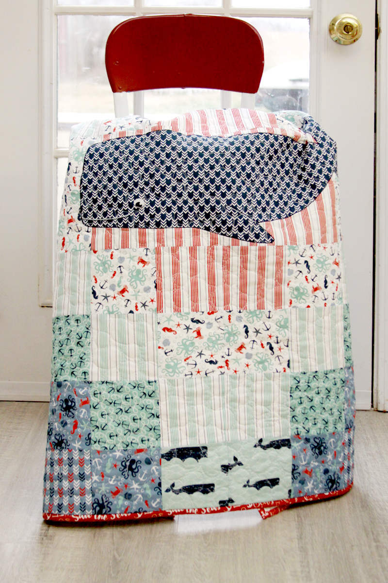 Baby Whale quilt made with authentic fabric