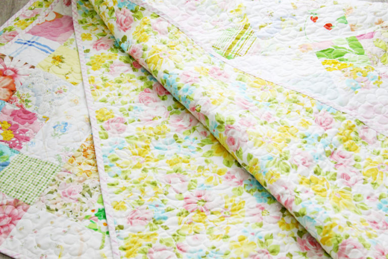 Pretty Vintage Sheet Charm Square Quilt