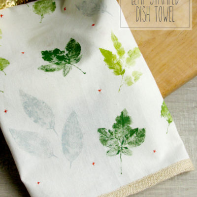 Easy DIY Leaf Stamped Dish Towel
