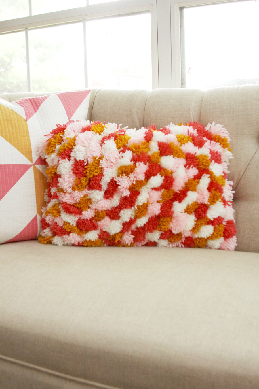 Colorful DIY Pom Pom Pillow