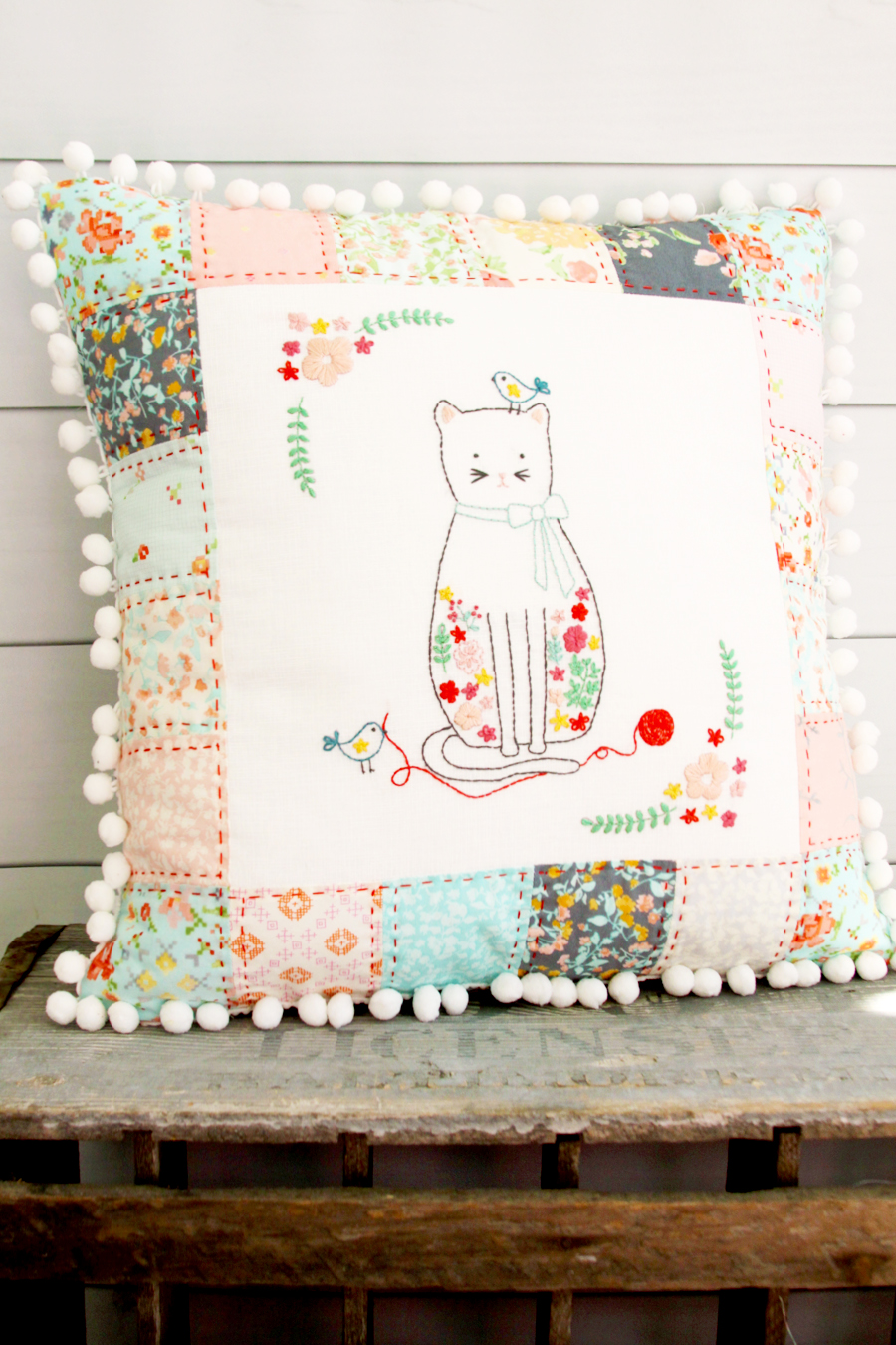 Stitching Friends Embroidered Pillow Pattern