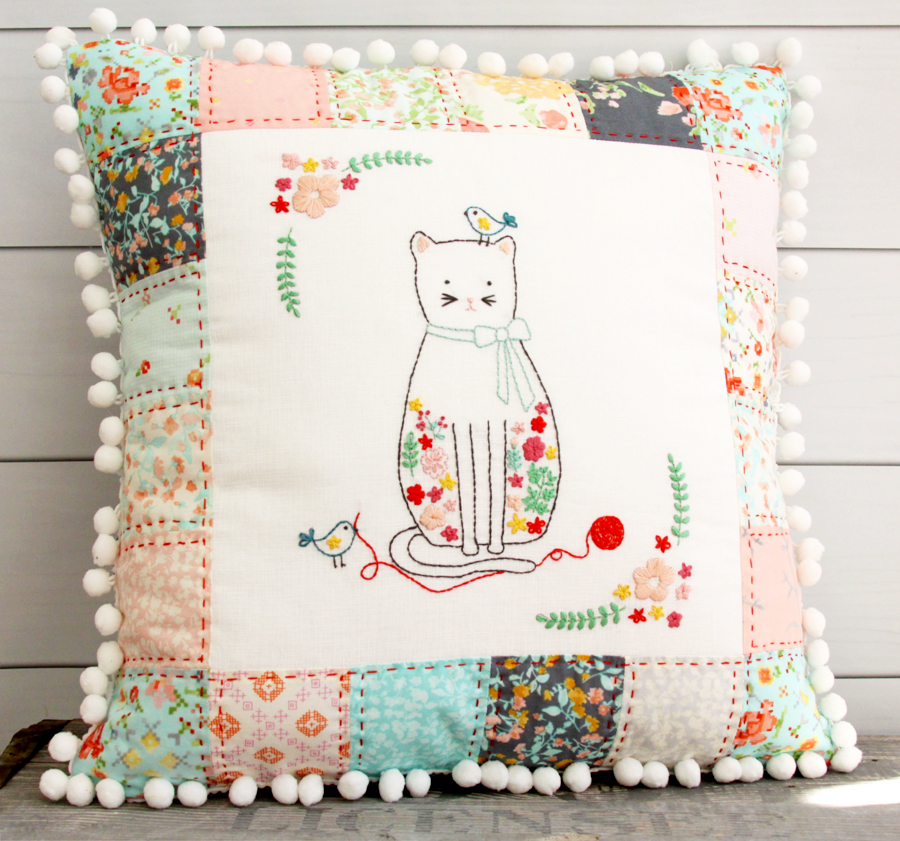 Stitching Friends Embroidered Pillow Pattern