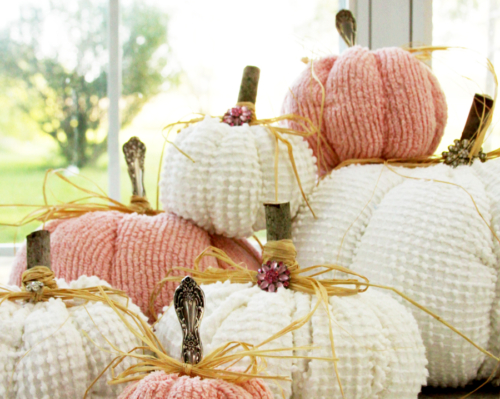 Pretty Fabric Chenille Pumpkins