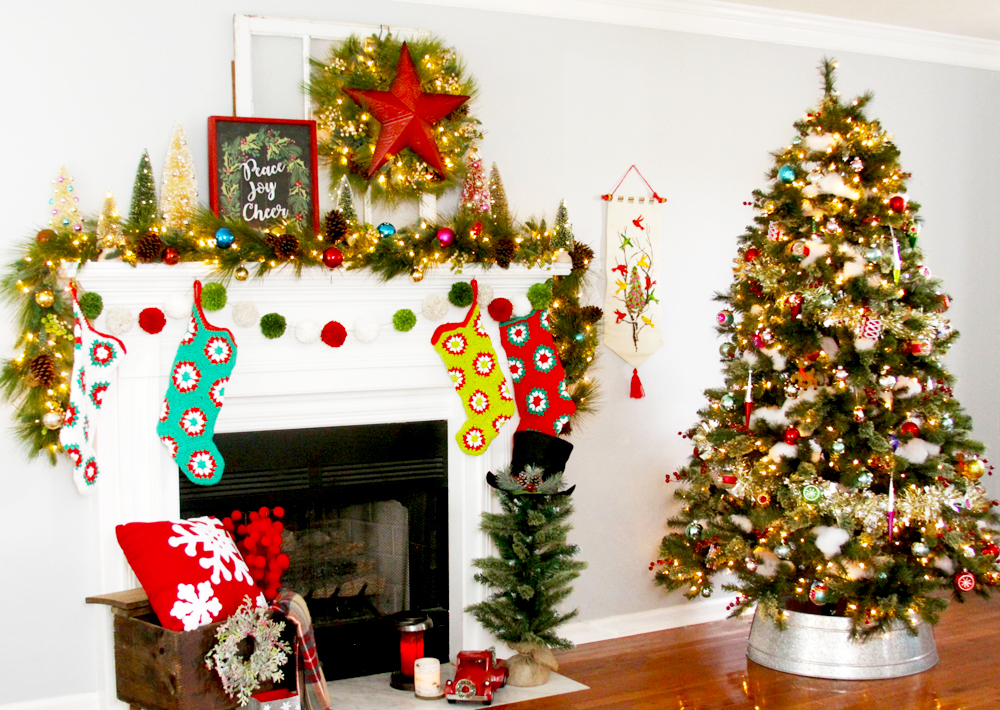 Traditional Style Christmas Tree and Mantel