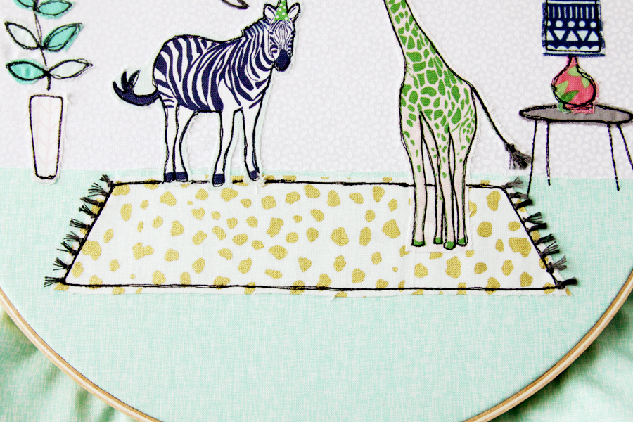 Fun Safari Party Embroidery Hoop Art