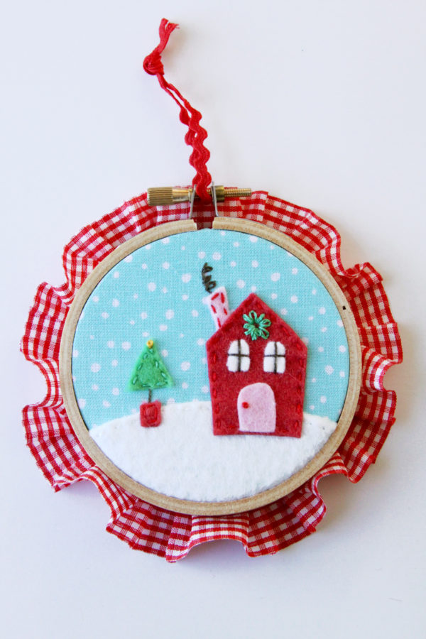 Sweet Fabric and Felt Hoop Ornaments